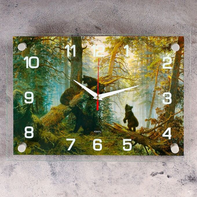Рубин Часы настенные, серия: Животный мир, &quot;Утро в сосновом бору&quot;, 25х35 см, микс