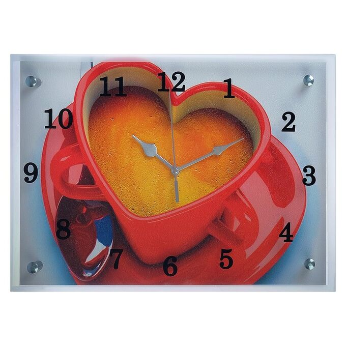 Часы настенные, серия: Кухня, &quot;Чашка кофе сердце&quot;, в ассортименте 25х35 см