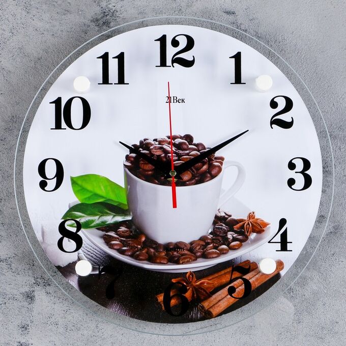 Часы настенные, серия: Кухня, &quot;Чашка с кофейными зернами&quot;, 30х30 см микс