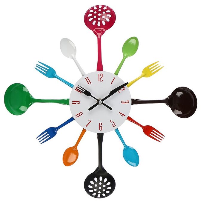 Часы настенные, серия: Кухня, &quot;Вилки, ложки, поварешки&quot;, d=10 см, 40 х 40 см, в ассортименте