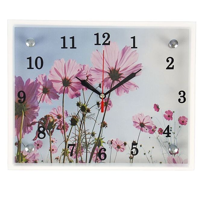Часы настенные, серия: Цветы, &quot;Сиреневые цветы&quot;, 20х25  см, микс
