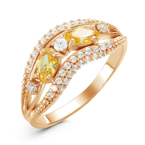 Artefakt Позолоченное кольцо с фианитами желтого цвета 041 - п