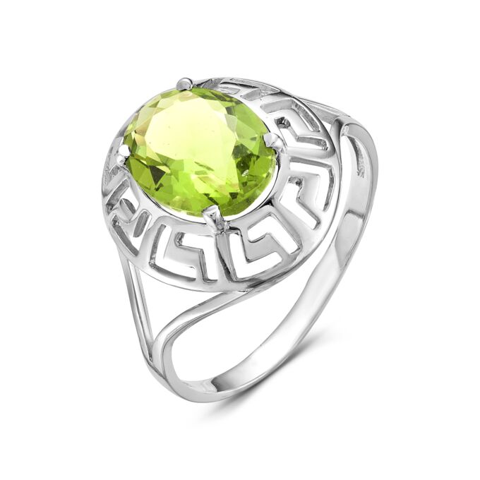 Серебряное кольцо с зеленым фианитом 553