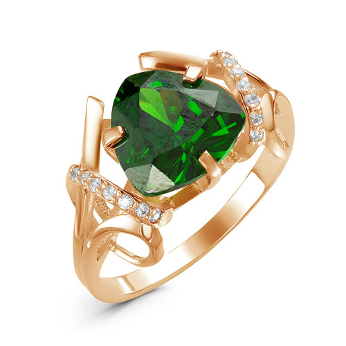 Artefakt Позолоченное кольцо с фианитом зеленого цвета 043 - п   1