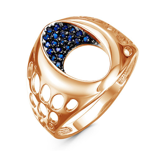 Artefakt Позолоченное кольцо с синими фианитами - 656 - п