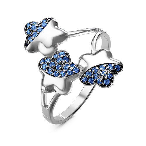Artefakt Серебряное кольцо с синими фианитами - 055