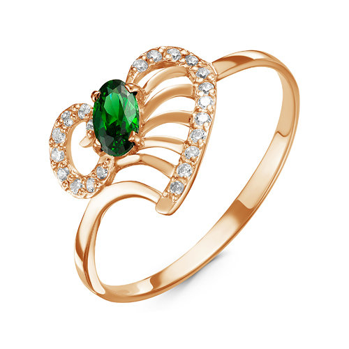Artefakt Позолоченное кольцо с фианитом зеленого цвета 228 - п