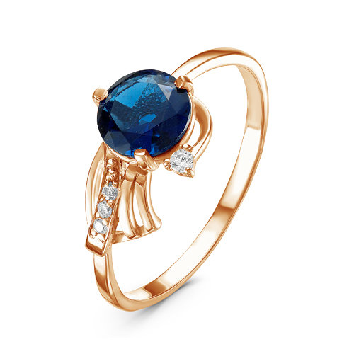 Artefakt Позолоченное кольцо с синим фианитом  691 - п