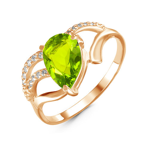 Artefakt Позолоченное кольцо с фианитом зеленого цвета 821 - п