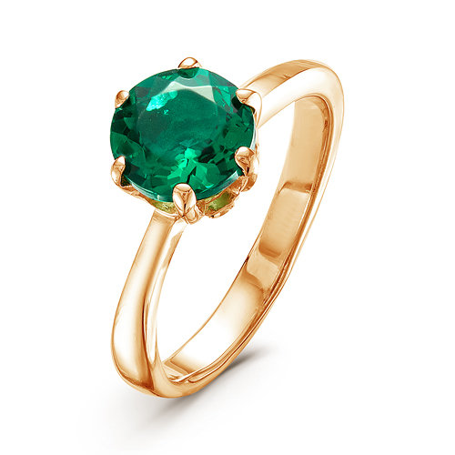 Artefakt Позолоченное кольцо с зеленым фианитом - 628 - п