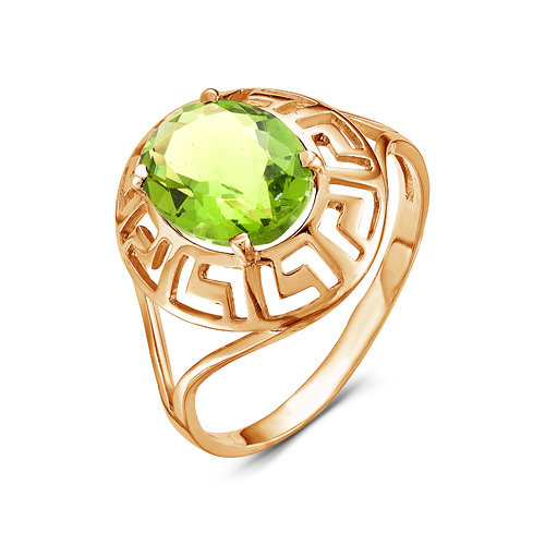 Artefakt Позолоченное кольцо с зеленым фианитом 553 - п