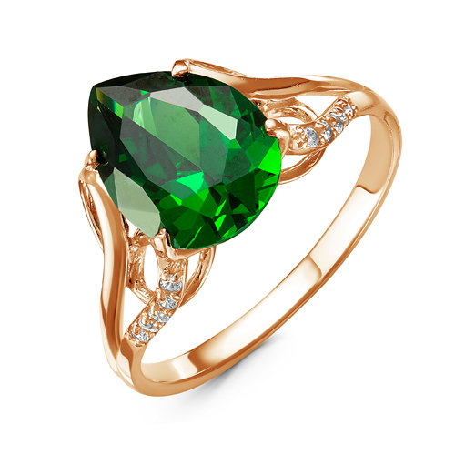 Artefakt Позолоченное кольцо с фианитом зеленого цвета 305 - п