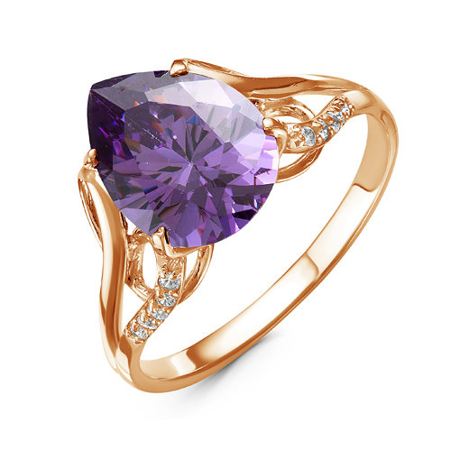 Artefakt Позолоченное кольцо с фианитом фиолетового цвета 305 - п