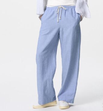 UNIQLO Женские эластичные брюки из смесового льна 473792 голубой