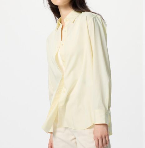 UNIQLO Женская хлопковая рубашка с длинными рукавами 475665 желтый