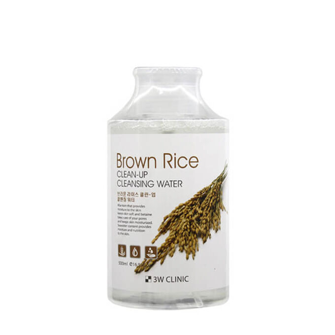 3W CLINIC Вода очищающая мицеллярная &quot;Clean-Up Cleansing Water [Brown Rice], коричневый рис, 500 мл