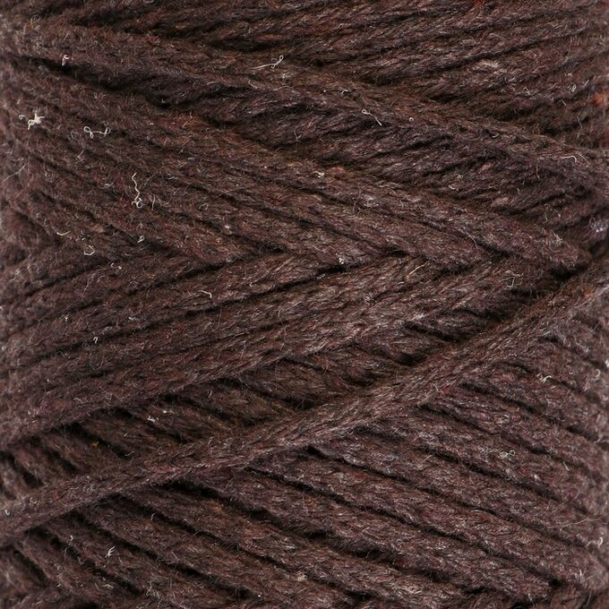 Шнур для вязания без сердечника 100% хлопок, ширина 3мм 100м/200гр (темно-коричневый)