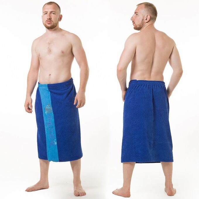 grand stil Килт(юбка) мужской махровый, с вышивкой, 70х160 см, цвет синий