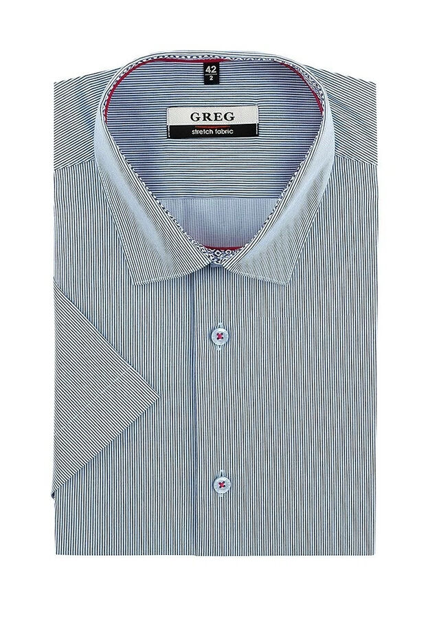 Сорочка мужская короткий рукав GREG 221/207/10130/ZS/1p STRETCH