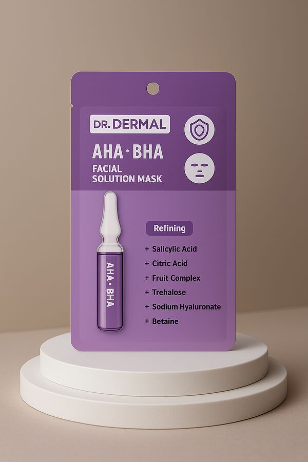 Тканевая маска для лица с АНА·BHA кислотами - Dr.Dermal Facial Solution Mask AHA·BHA