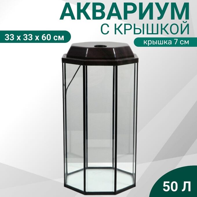 Пижон Аква Аквариум &quot;Восьмигранный&quot; с крышкой, 50 литров, 33 х 33 х 60/67 см, венге