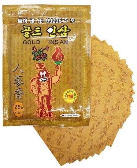 Himena Противовоспалительный пластырь с женьшенем Korean Gold Insam Pad, 25 листов