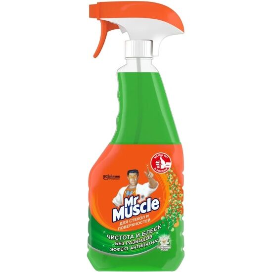 Mr Muscle Чистящий спрей МИСТЕР МУСКУЛ Утренняя роса, для стекол и поверхностей, 530 мл