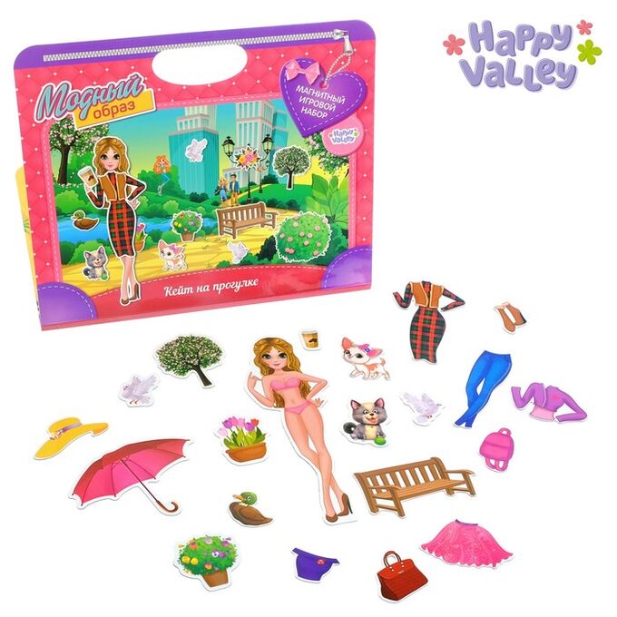 Happy Valley Магнитный набор в сумочке с куклой «Кейт на прогулке»