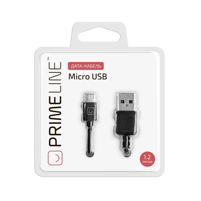 Кабель Prime Line microUSB - USB черный, 7202