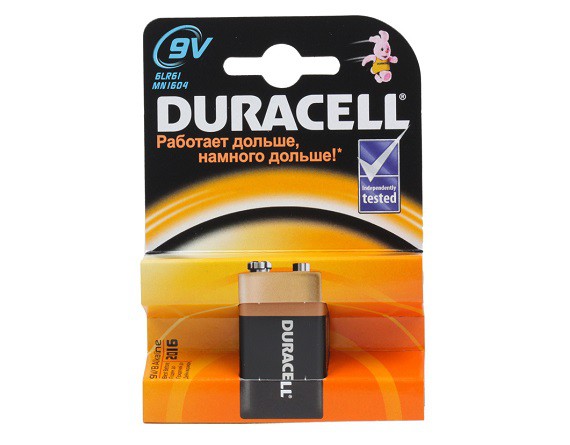 Батарейка 9V КРОНА Duracell 6LR61 1-BL, цена за 1 штуку