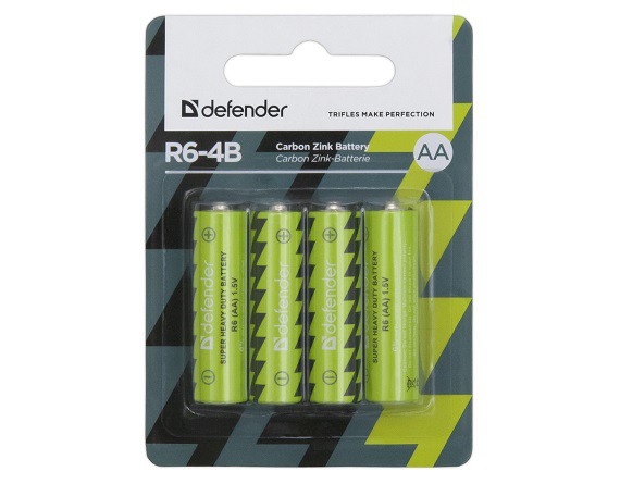 Батарейка AA Defender LR06 4-BL цена за 1 упаковку, 56112 recommended