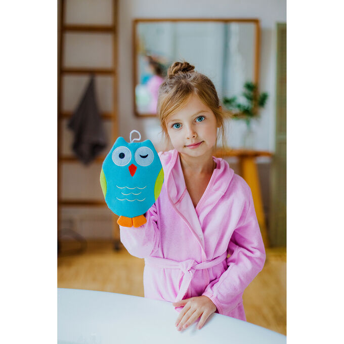 Мочалка-варежка для тела детская Доляна «Совушка», цвет МИКС