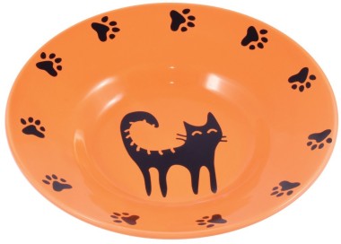 KeramikArt КерамикАрт миска керамическая-блюдце для кошек 140 мл оранжевая