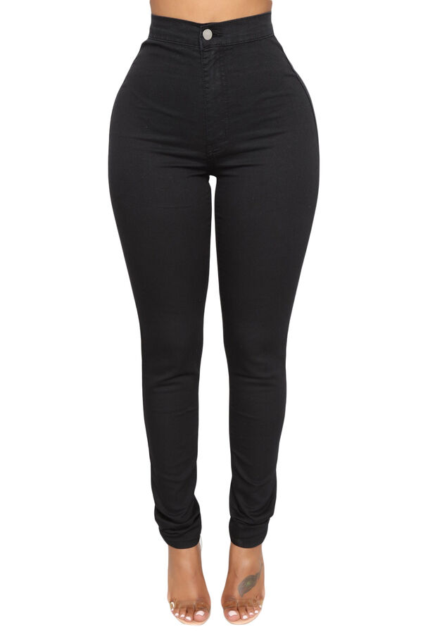 Черные джинсы-скинни с высокой талией и накладными карманами сзади