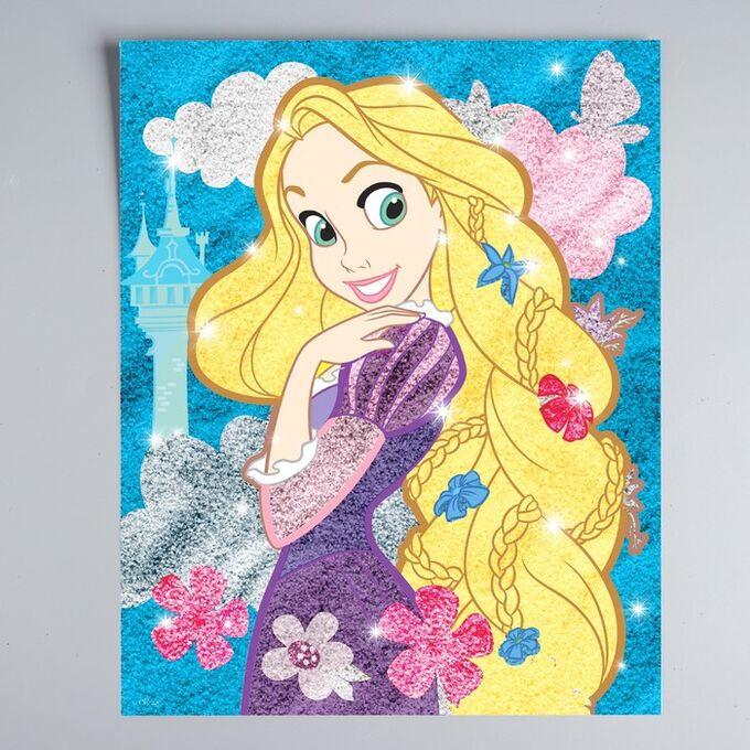 Disney Фреска песком (9 цветов) и блёстками &quot;Рапунцель&quot;, Принцессы, бонус: раскраска