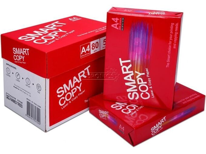 Бумага A4 &quot;А&quot; класс &quot;Smart Copy&quot;, плотность 80 г/кв.м, белизна 161% CIE, 500 листов