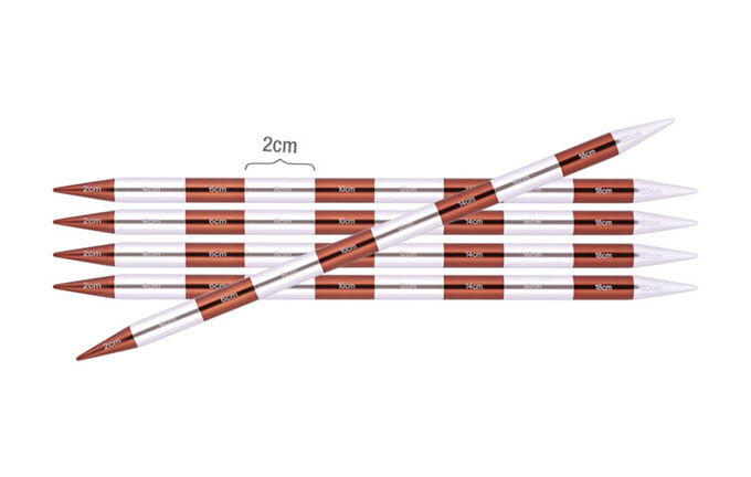 42028 Knit Pro Спицы чулочные SmartStix 3,75мм/20см, алюминий, серебристый/охра, 5шт