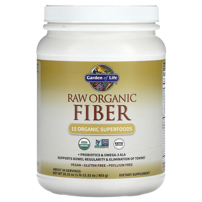 iherb Garden of Life, Cырая органическая клетчатка, 803 г (1 фунт)
