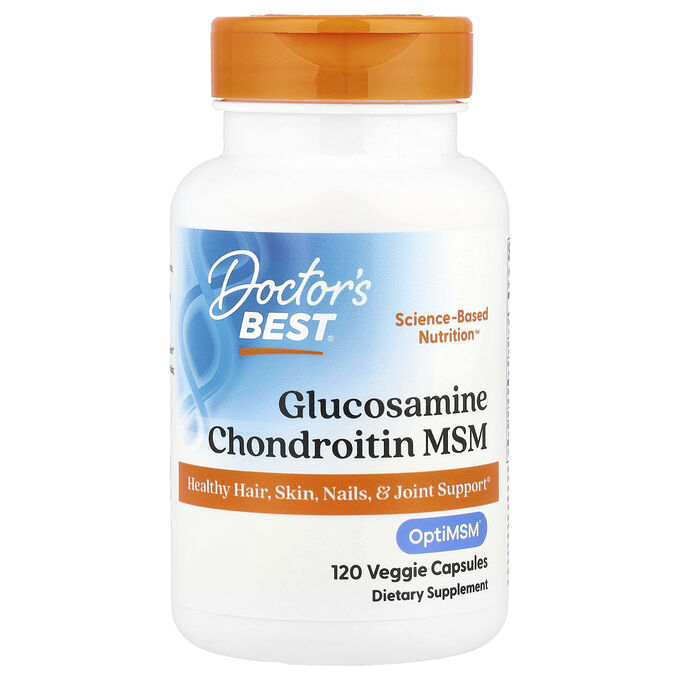 iherb Doctor&#039;s Best, глюкозамин, хондроитин и МСМ, 120 растительных капсул