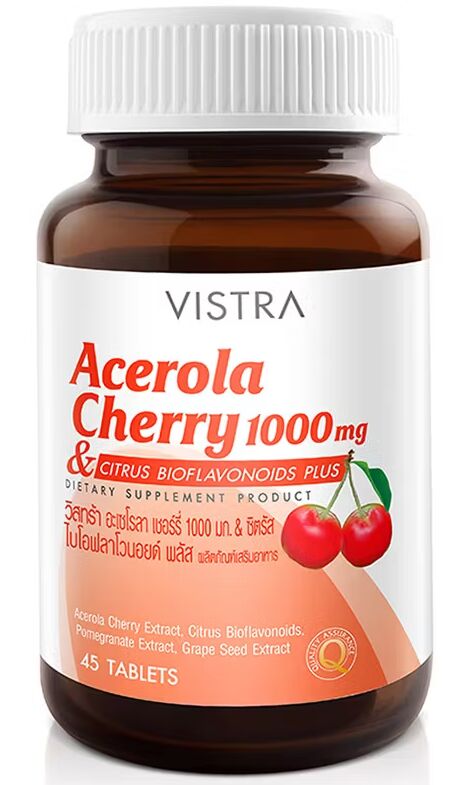 VISTRA Acerola Cherry 1000 mg &amp; Citrus Bioflavonoids Plus, пищевая добавка, 45 таблеток
