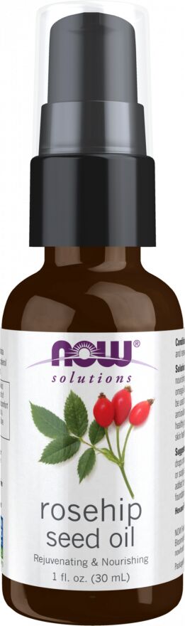 Масло семян шиповника (Rose Hip) NOW Solutions — 1 фл. унция (29,6 мл) — натуральное уходовое средство для увлажнения и восстановления кожи