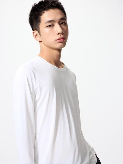 UNIQLO - тонкий лонгслив из материала Airism - 00 WHITE