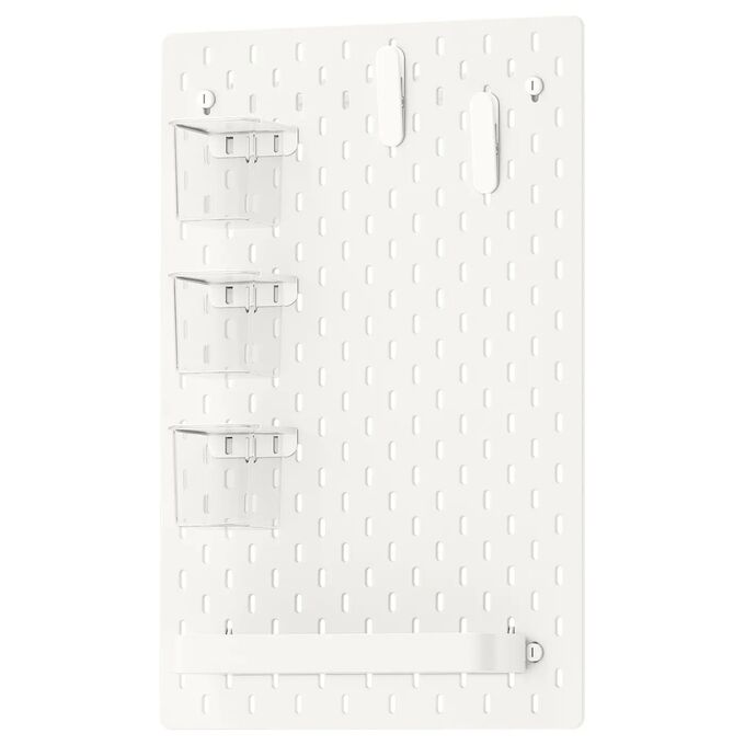 IKEA SKÅDIS, Комбинация, доска с органайзерами, белая, 36x56 см