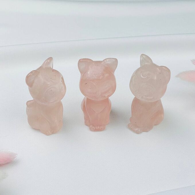 Радуга самоцветов Фигурка Кошка из Розового кварца