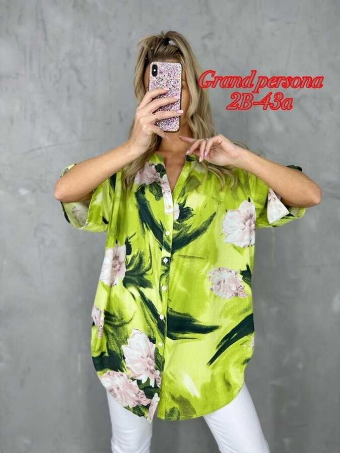 NO NAME Женская рубашка. Ткань : Штапель размер 3XL(52-54), 4XL(54-56), 5XL(56-58), 6XL(58-60), 7XL(60-62)