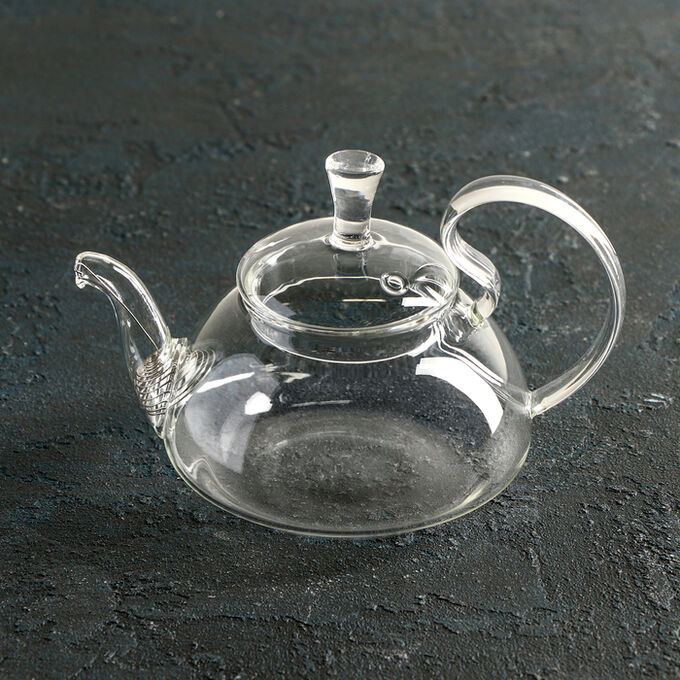 СИМА-ЛЕНД Чайник стеклянный заварочный с металлическим ситом Доляна «Элегия», 400 мл