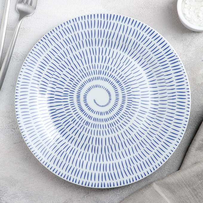 Тарелка обеденная «Антик», 24 см, цвет белый/синий