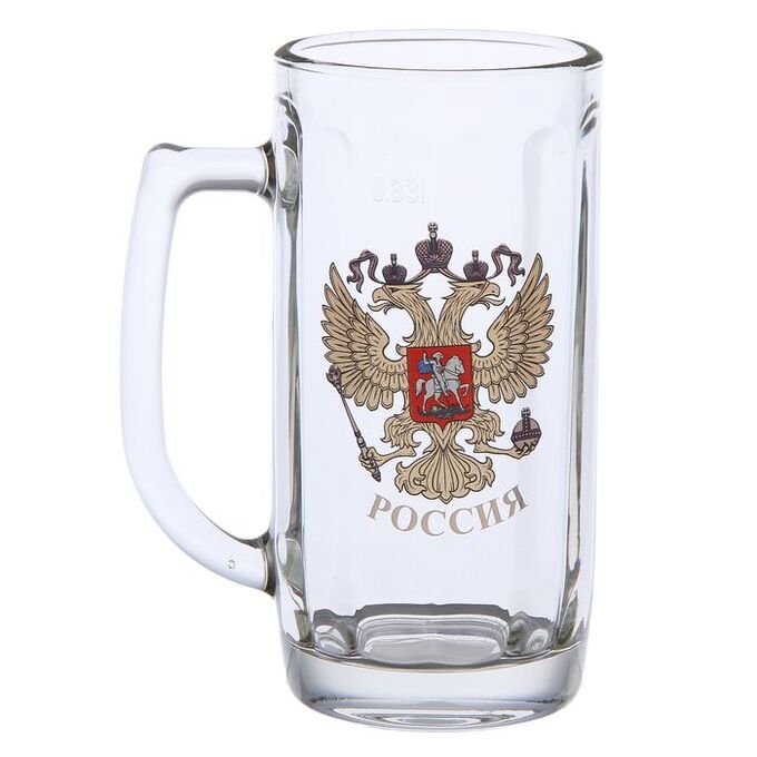 Кружка пивная GiDGLASS «Герб России», 330 мл