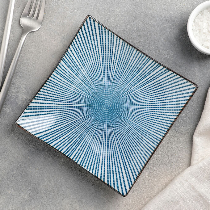 Тарелка сервировочная «Мерцание», 15,5?2,5 см, цвет синий/белый