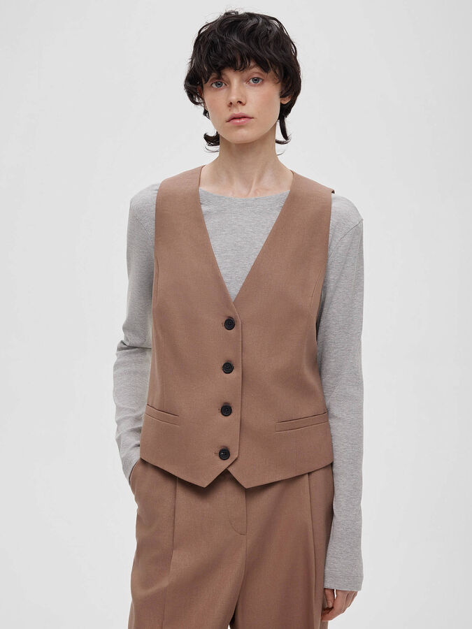 Aim Clothing Жилет из льняной ткани 0203, светло-коричневый